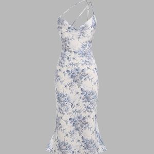 Floral & Dragon Cowl Neck Midi Dress XL